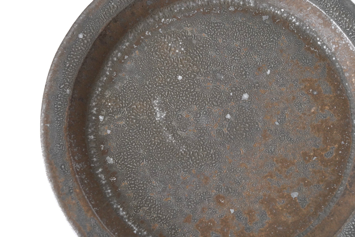 【山本英樹】玄釉ステップリム皿　13cm