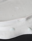 [Bunshogama] White porcelain shaped 5-inch plate with ridged flowers