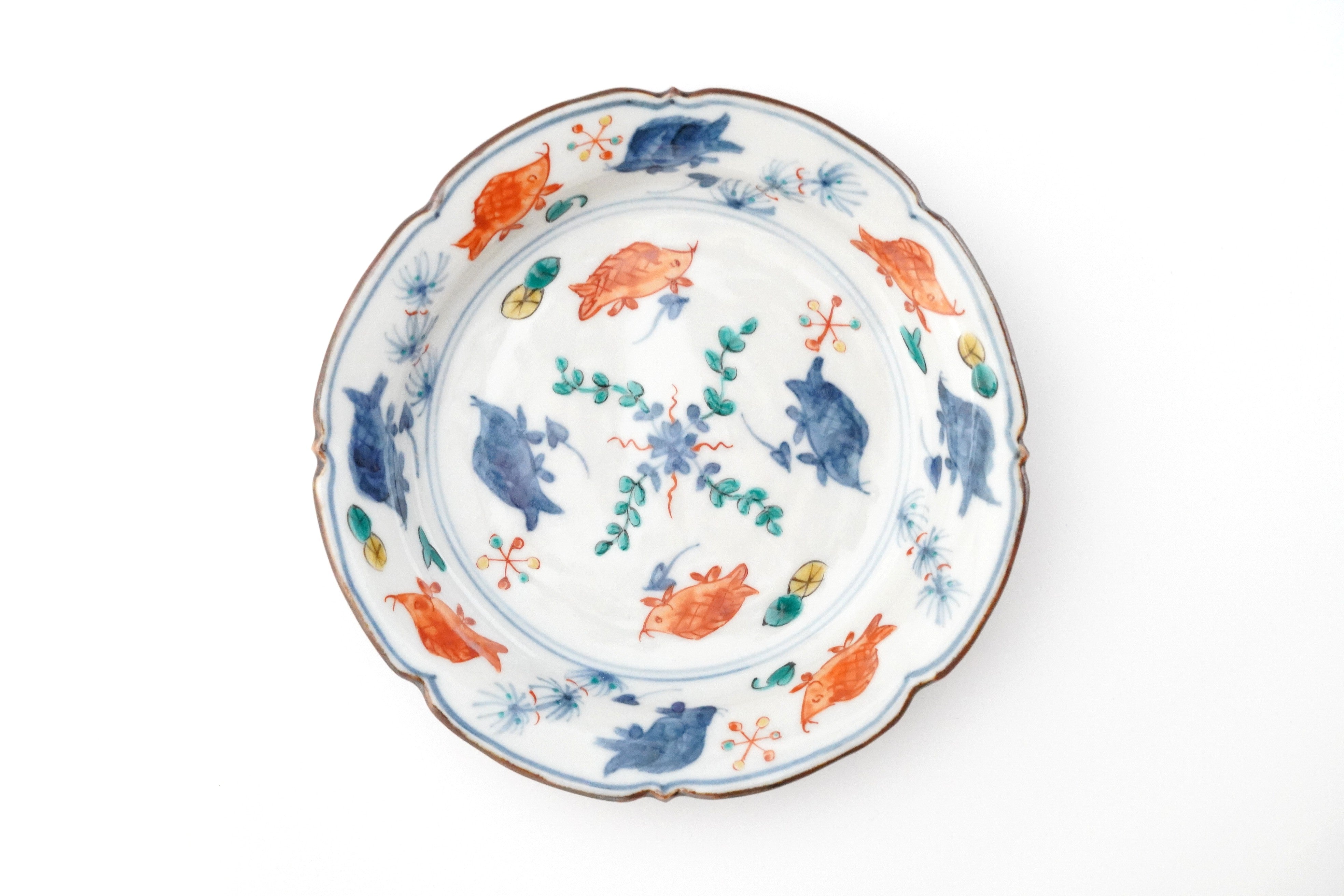 花と魚の装飾 八角形皿 5枚セット bunkichi-5-1_1.jpg