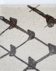 Karatsu rust lattice corner cut rectangular plate