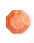 朱巻金彩鳥獣戯画八角小皿