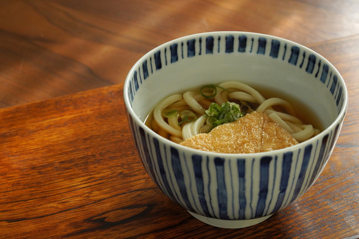 【北野敏一】花うさぎ棒縞文5寸丼