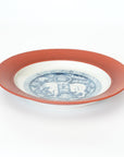 [Toshihiko Hirono] Old dyed chrysanthemum lotus carved plate