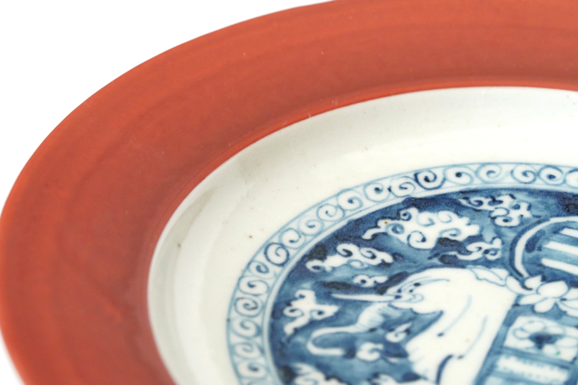 [Toshihiko Hirono] Old dyed chrysanthemum lotus carved plate