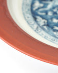 [Toshihiko Hirono] Old dyed chrysanthemum lotus carved plate