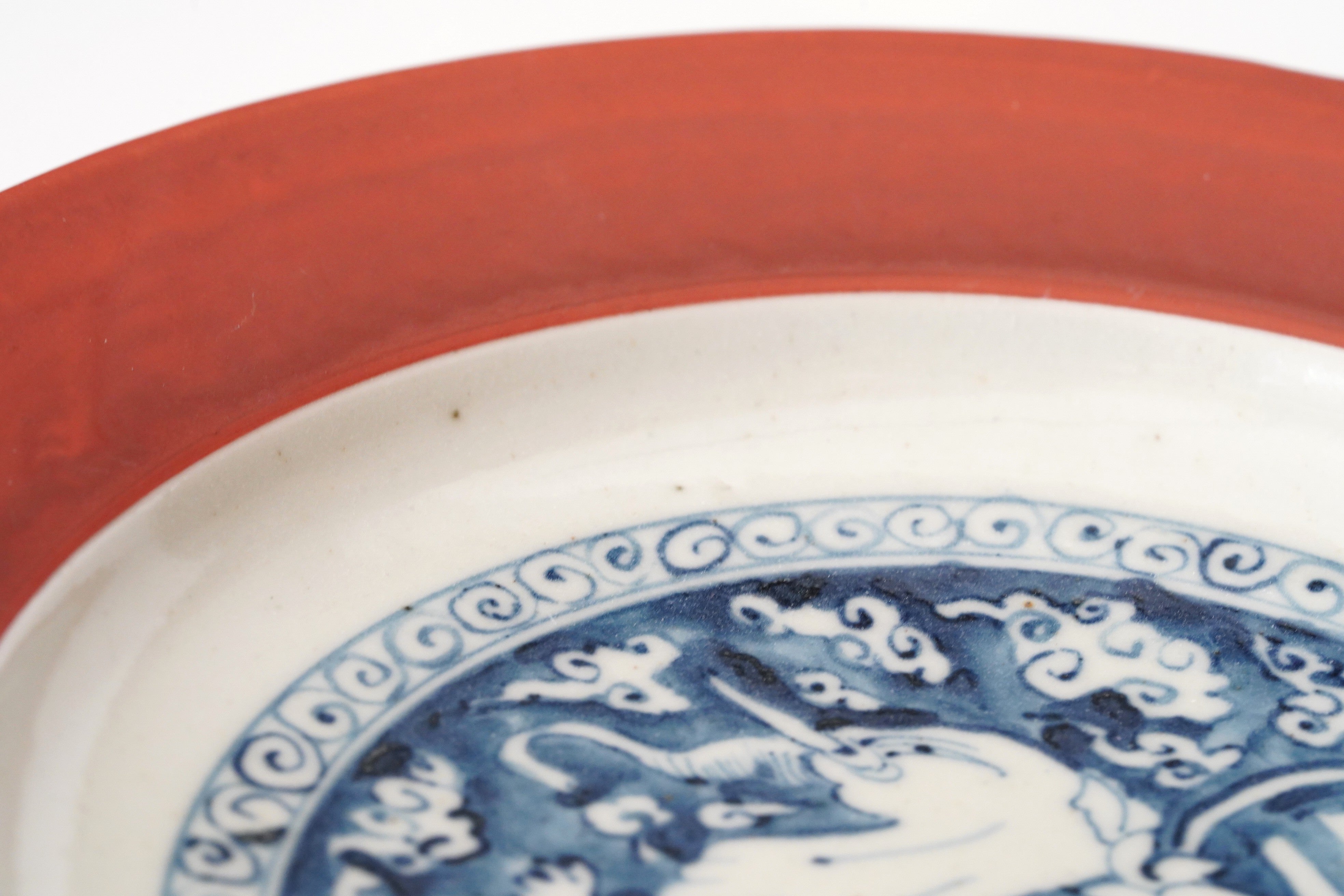 廣野俊彦】染付象絵渕呉須赤皿 – うつわ御結