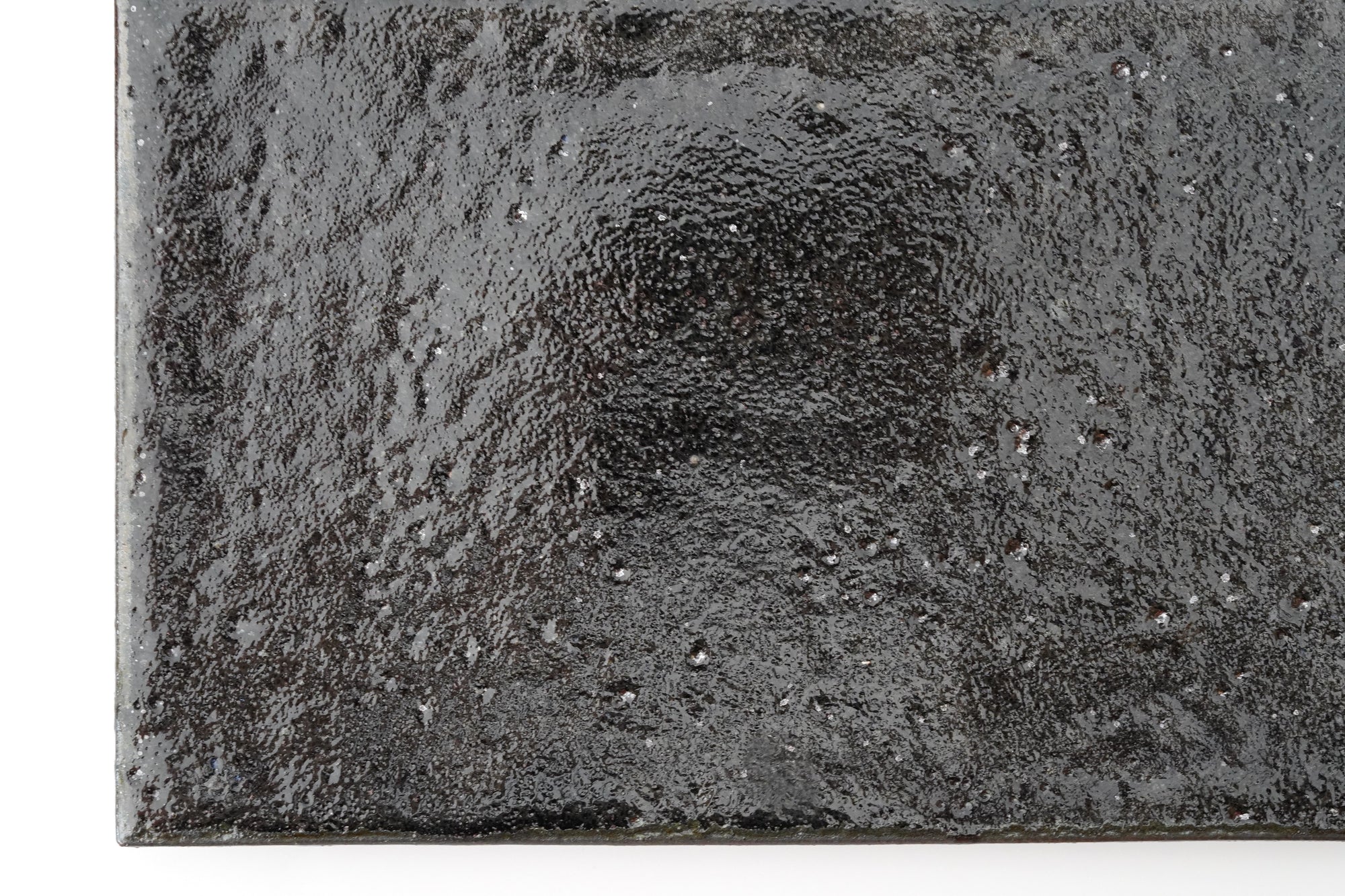 【山本英樹】黒フリット長角板皿　23×15ｃｍ