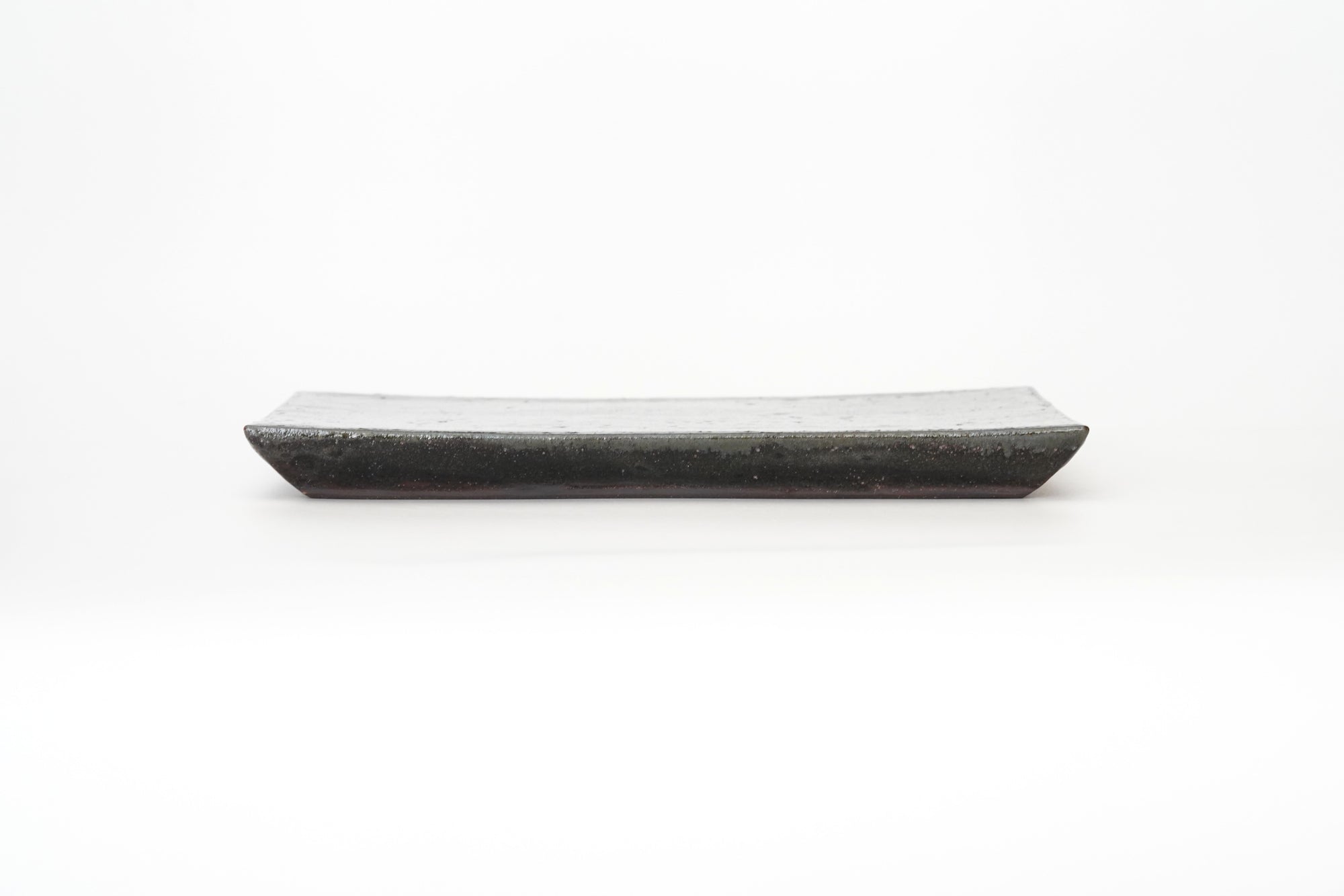 【山本英樹】黒フリット長角板皿　23×15ｃｍ