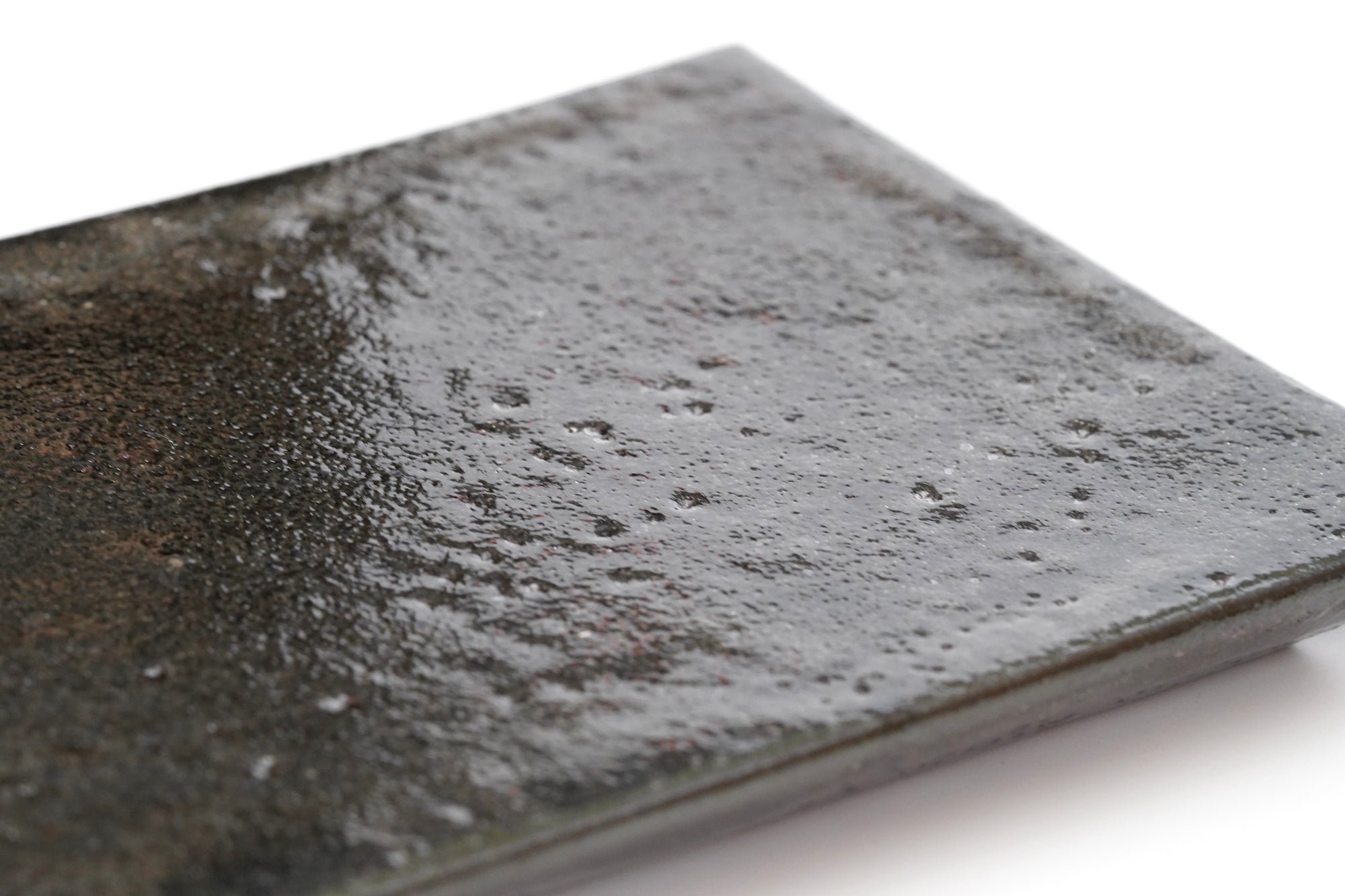 【山本英樹】黒フリット長角板皿　23×15ｃｍ
