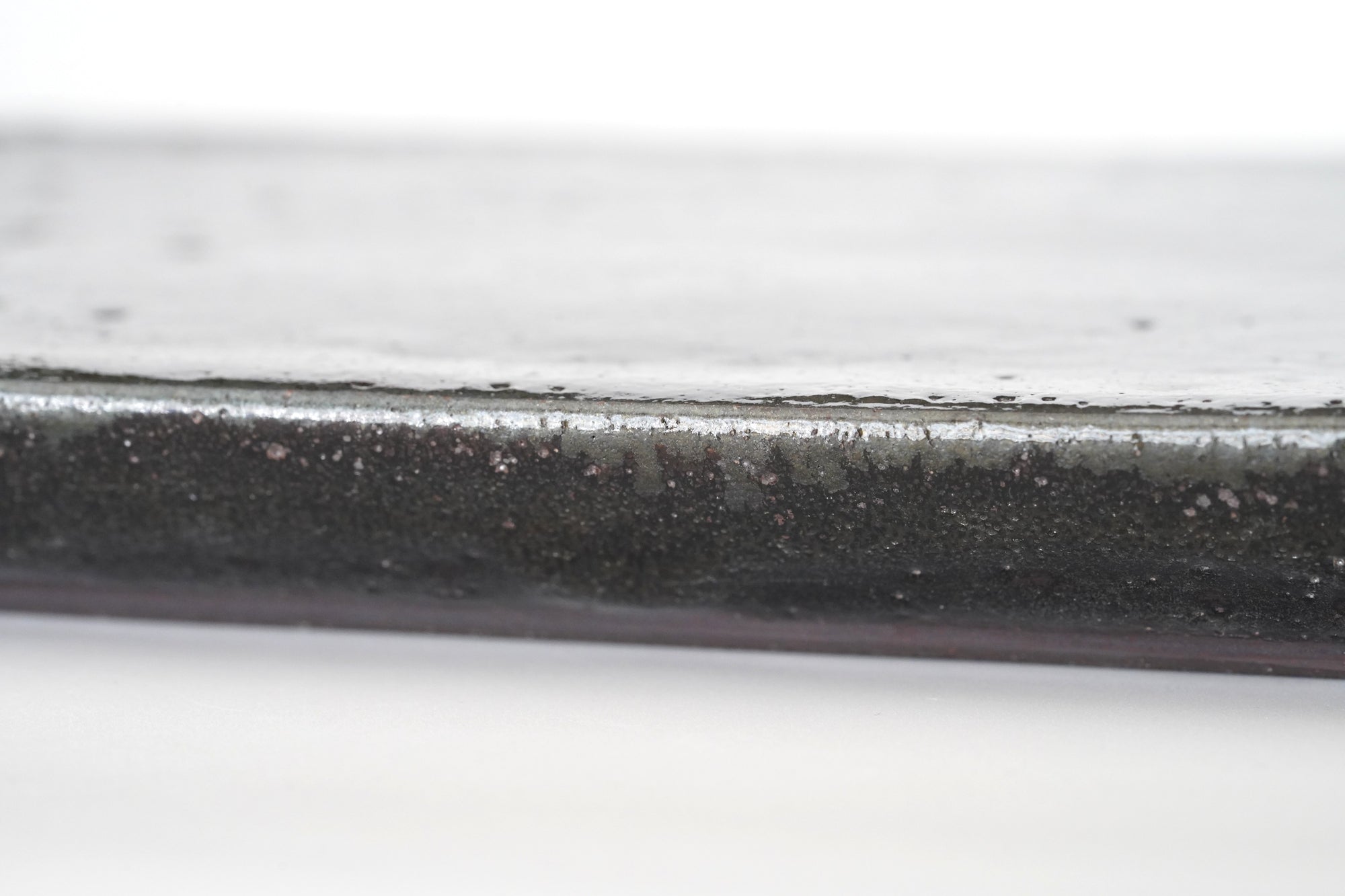 【山本英樹】黒フリット長角板皿　23×15ｃｍ