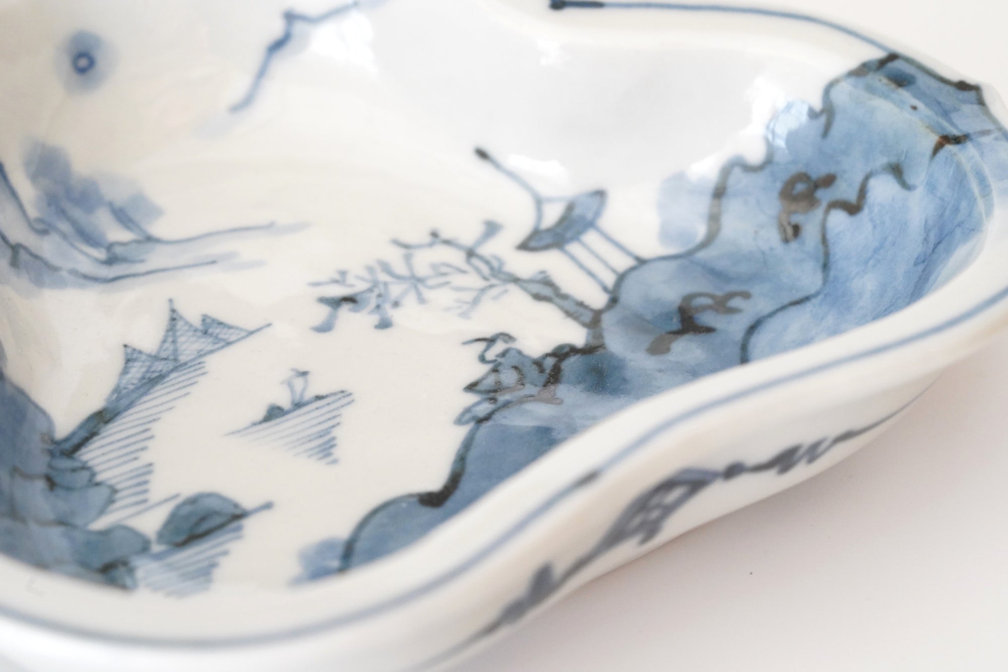 松型向付　染山水