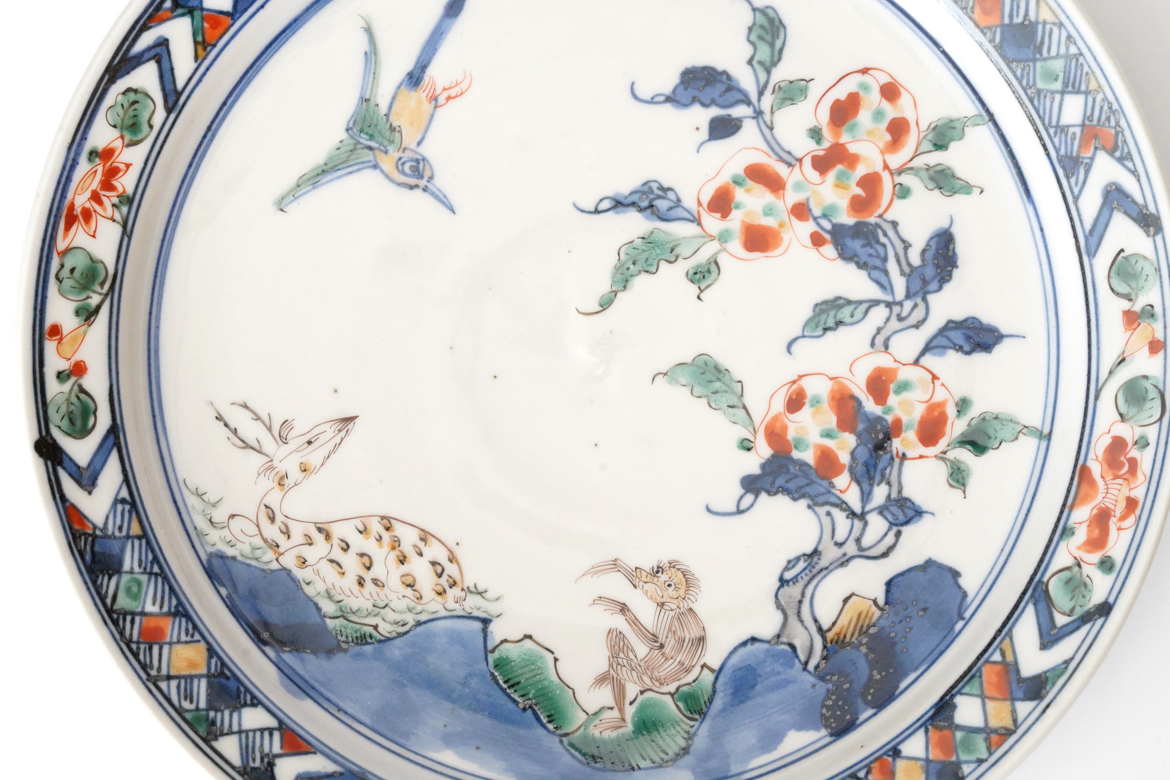 加藤幸治】五彩仙桃猿鹿文皿 – うつわ御結