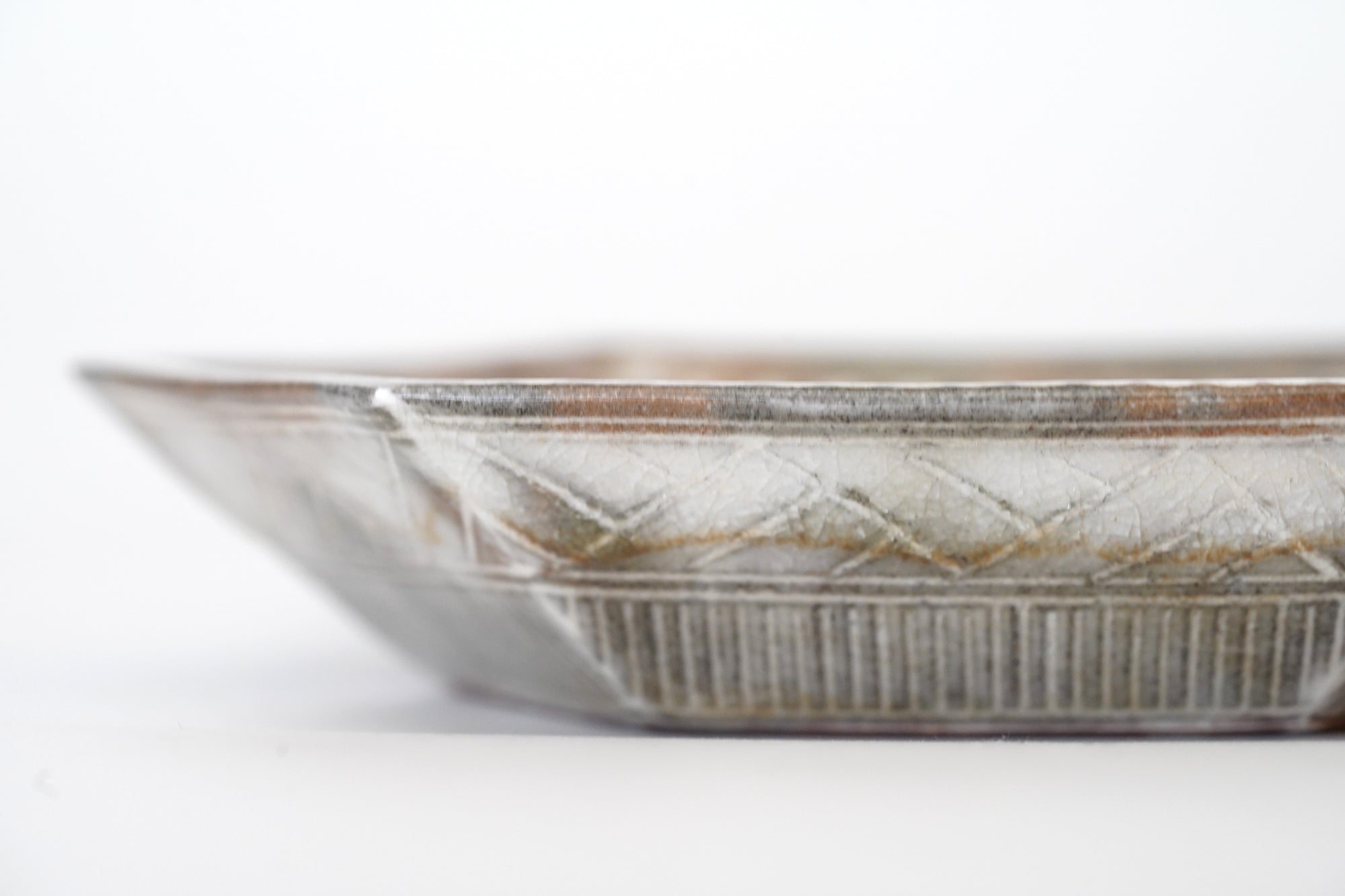 【山本英树】玻璃釉三岛手六角盘