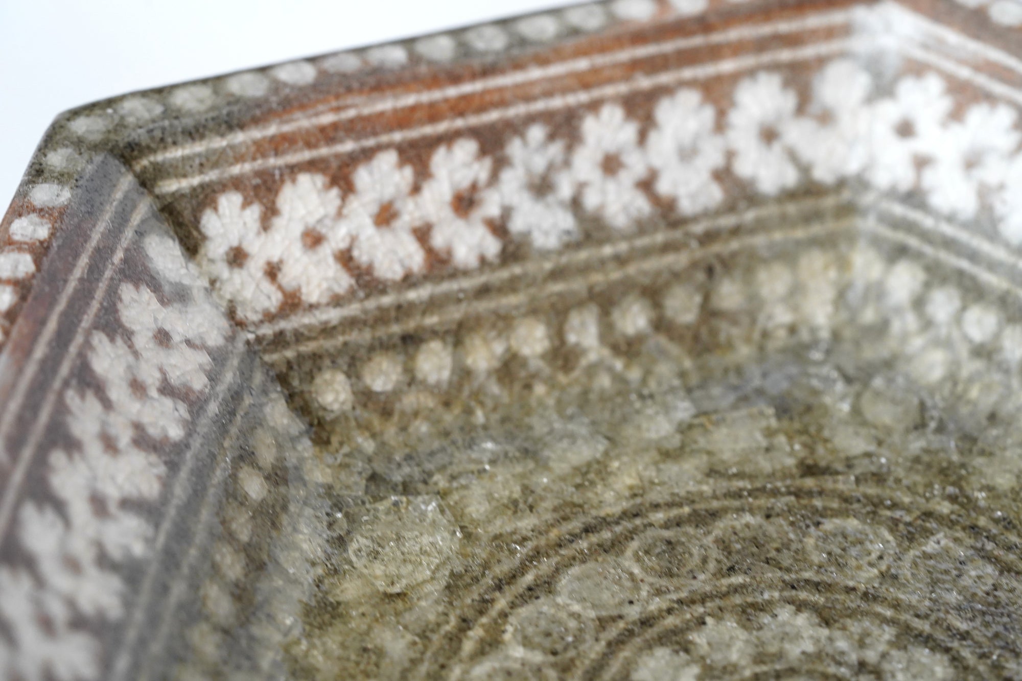 【山本英树】玻璃釉三岛手六角盘