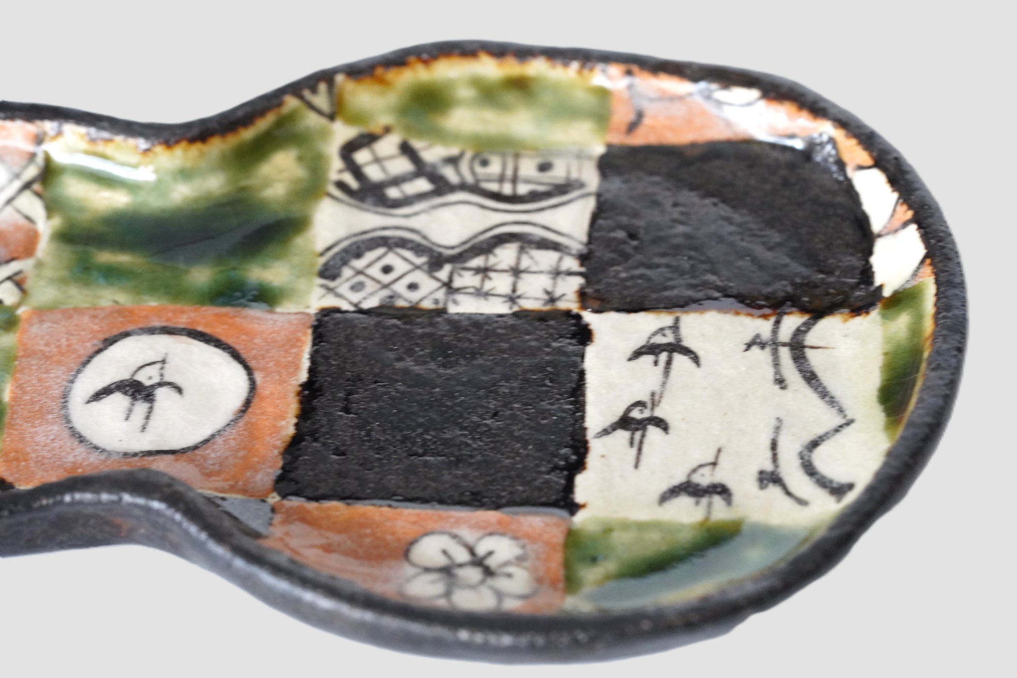 【西岡悠】織部四彩瓢皿