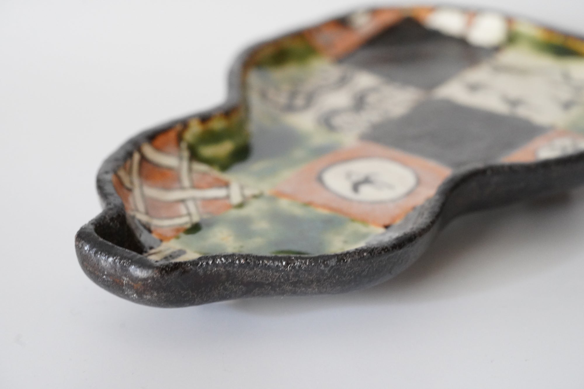 【西岡悠】織部四彩瓢皿