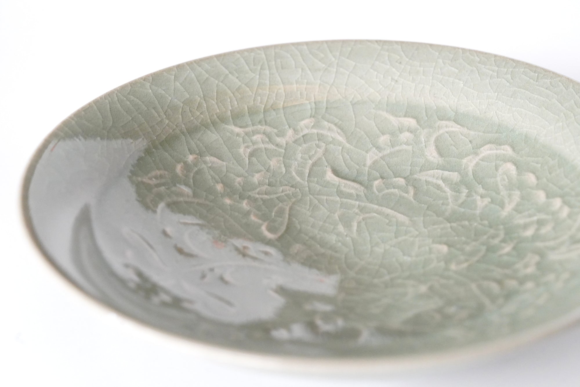 【川瀬竹秋】青瓷彫花文小鉢（A-09）　彩