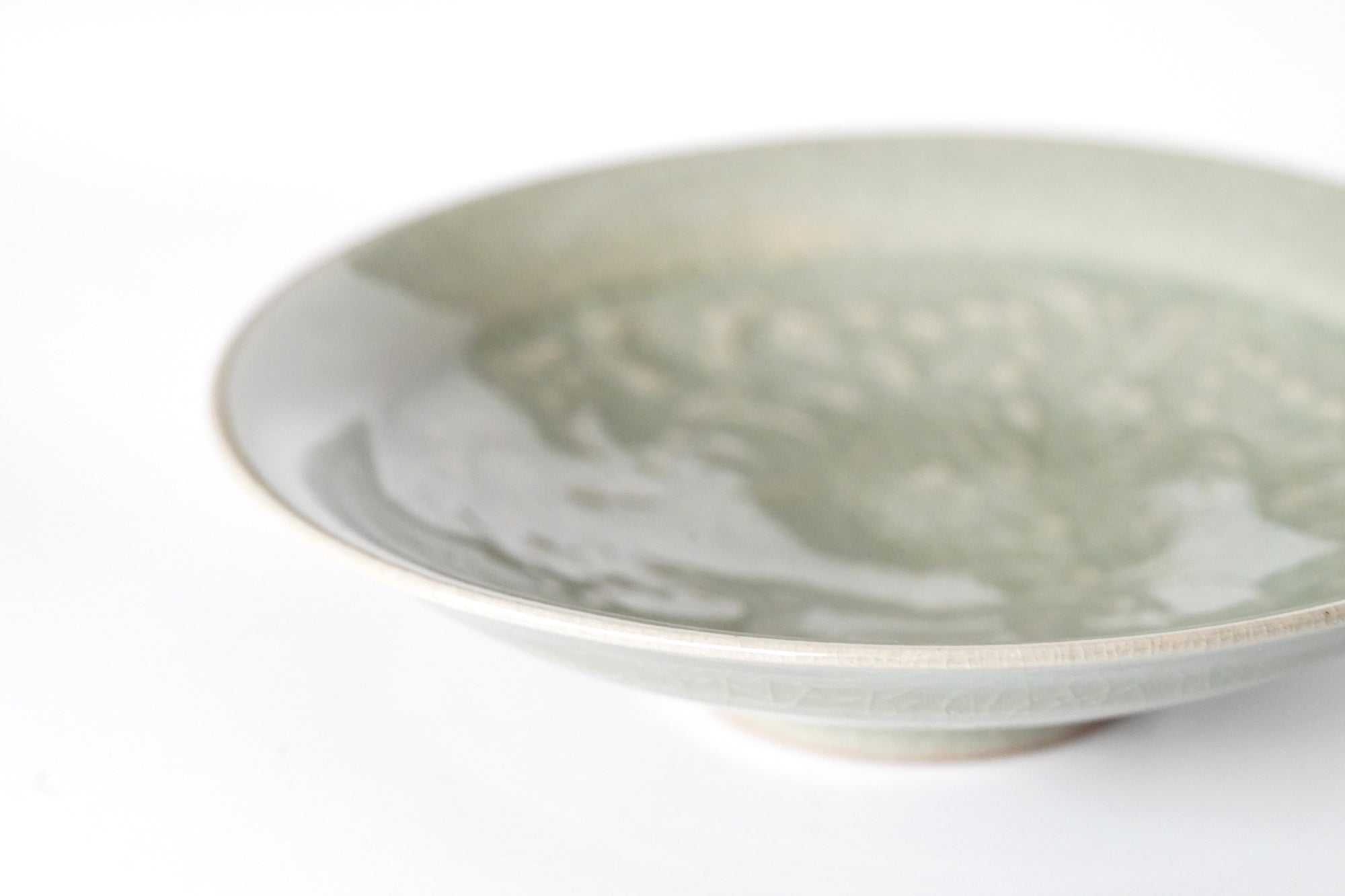 【川瀬竹秋】青瓷彫花文小鉢（A-09）　彩