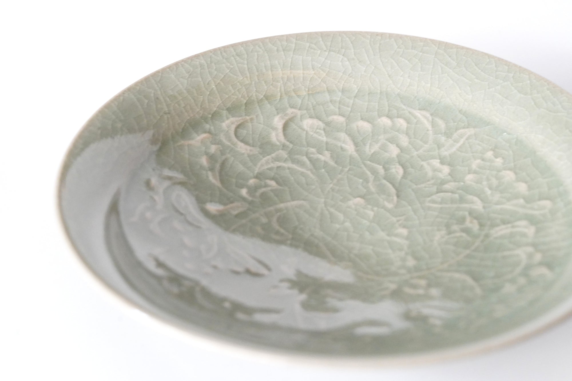 【川瀬竹秋】青瓷彫花文小鉢（A-09）　彩