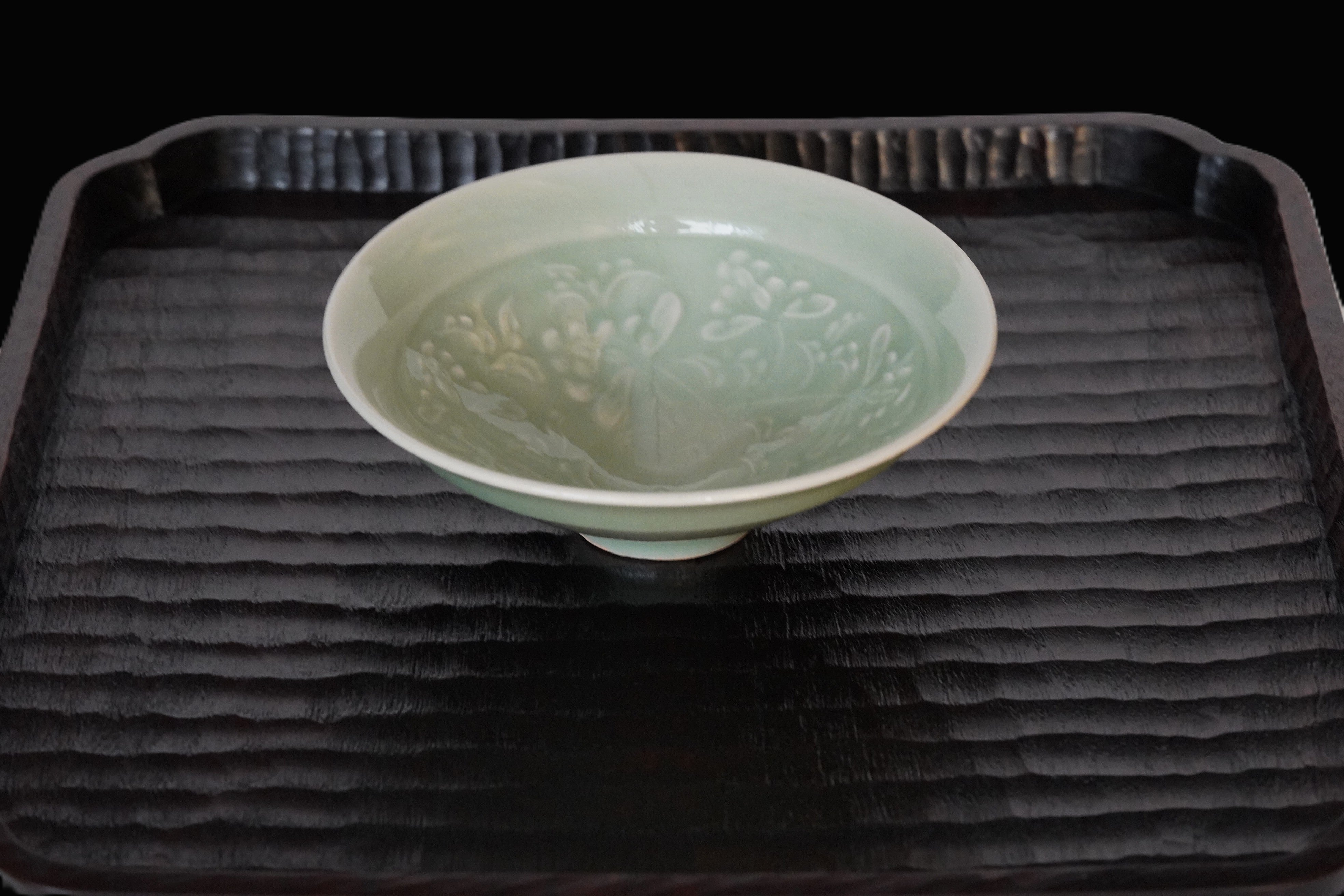 川瀬満之　染付山水文六角　小鉢　(深皿) 美品　清水焼 川瀬竹秋】青白磁彫花文碗（A-10） – うつわ御結