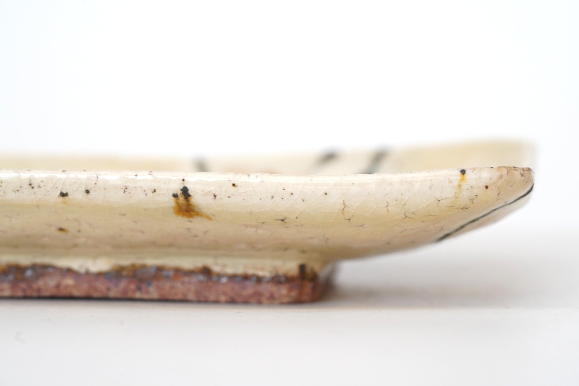 【杉本太郎】6×4寸角皿　白丸文