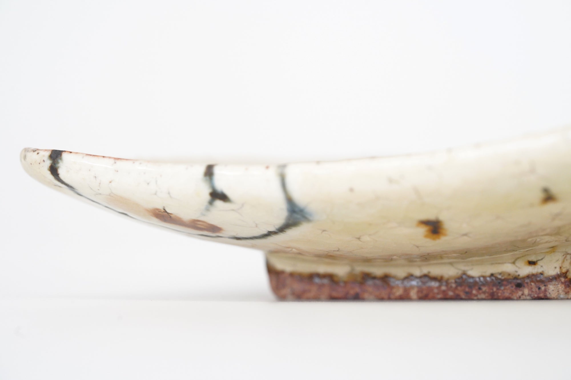 【杉本太郎】6×4寸角皿　白丸文