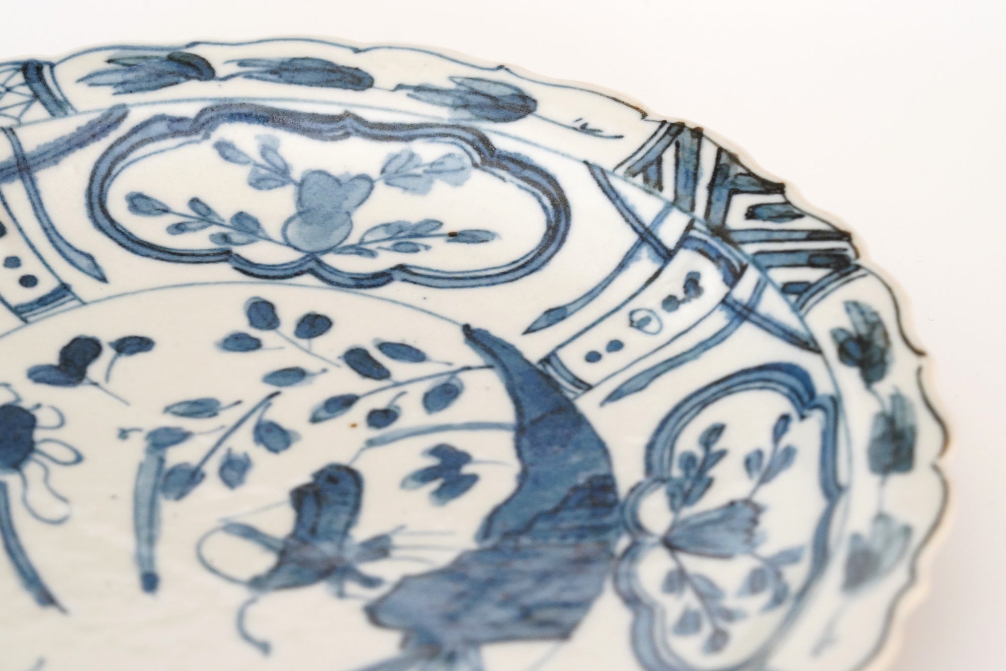 【柳川謙治】染付芙蓉手六寸五分皿