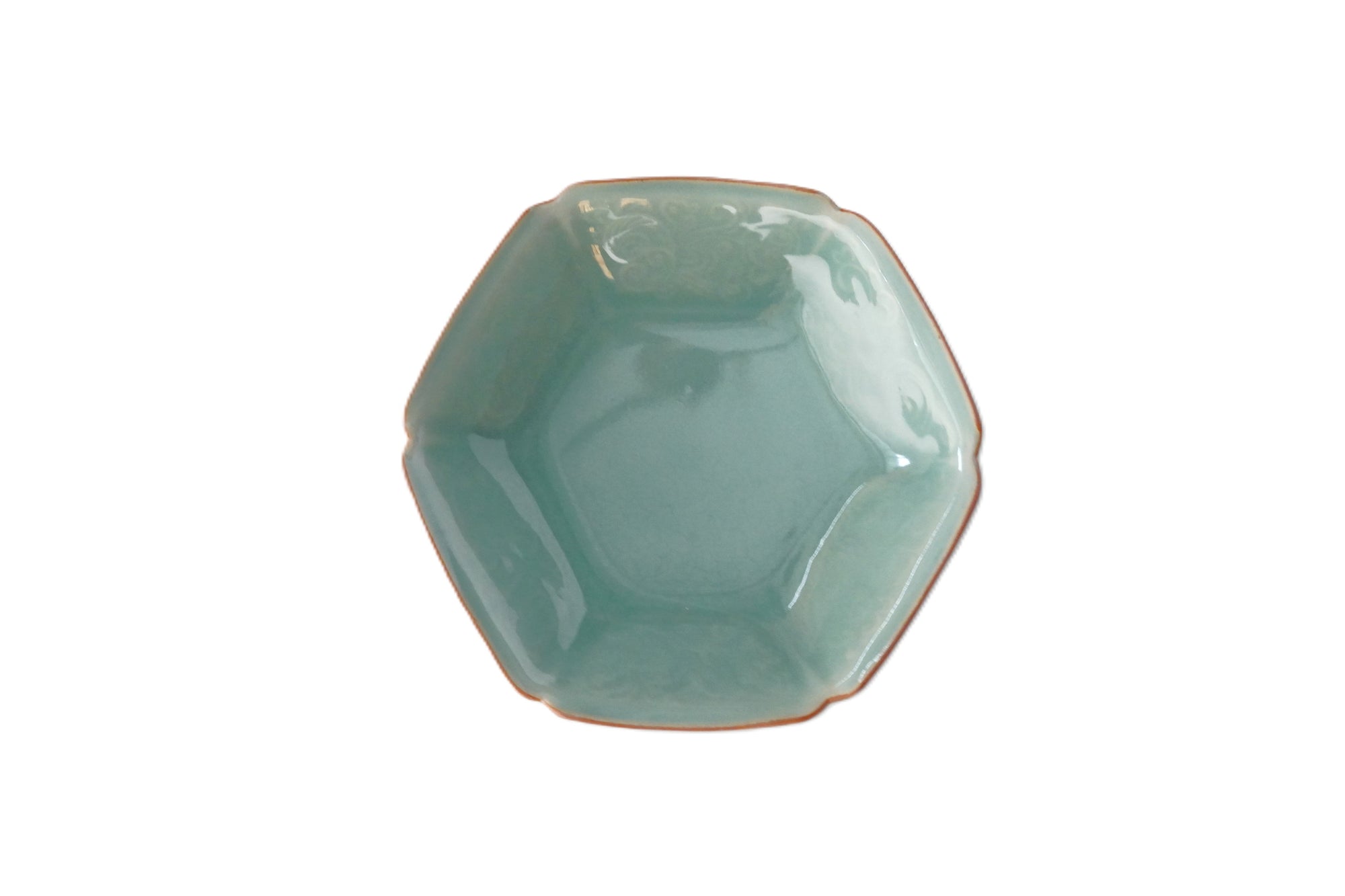 【Hirokazu Kato】Flower-patterned Hexagonal celadon bowl