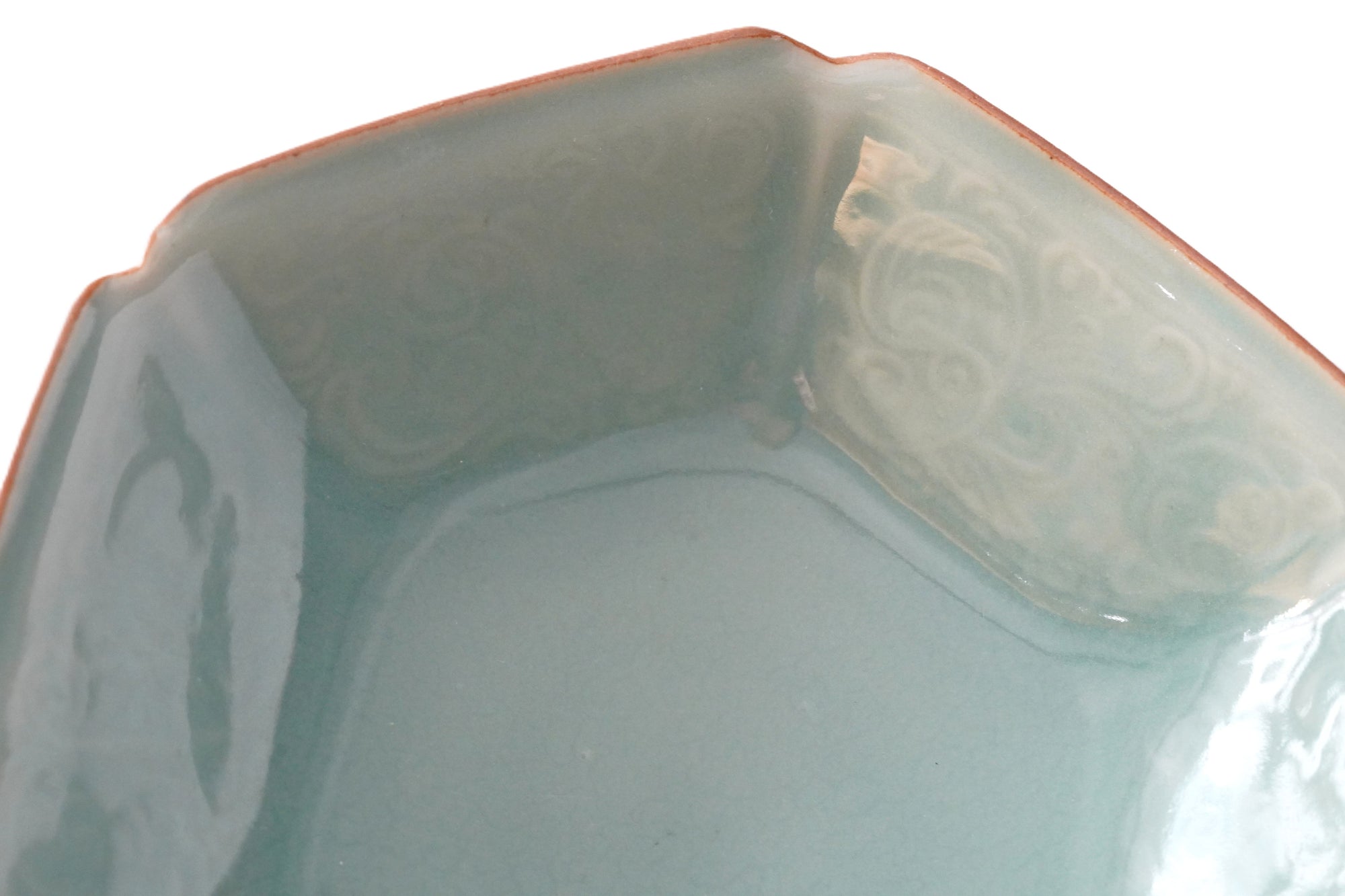 【Hirokazu Kato】Flower-patterned Hexagonal celadon bowl