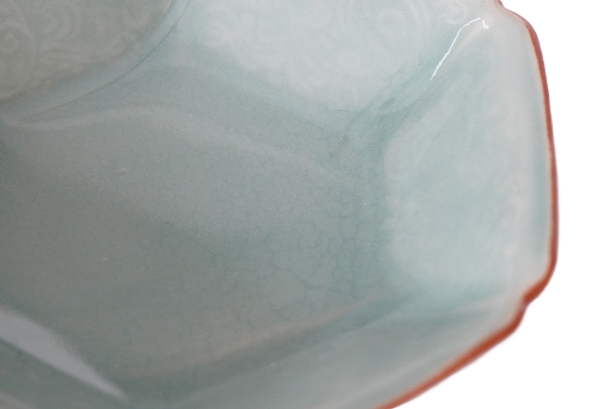 【Hirokazu Kato】Flower-patterned Hexagonal celadon bowl