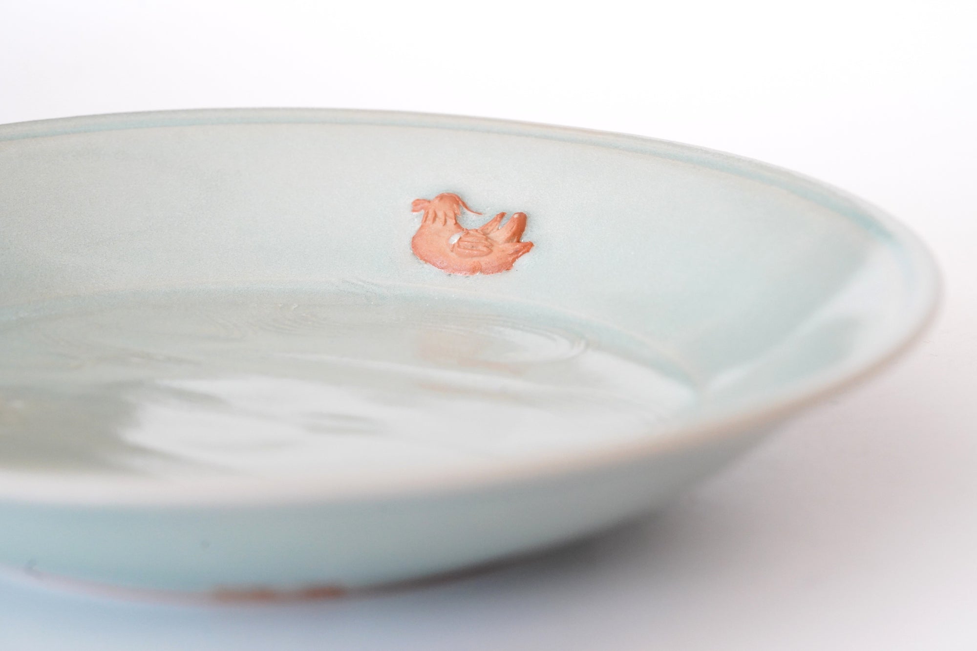 【海老ヶ瀬保】青瓷干菓子型鴛六寸皿