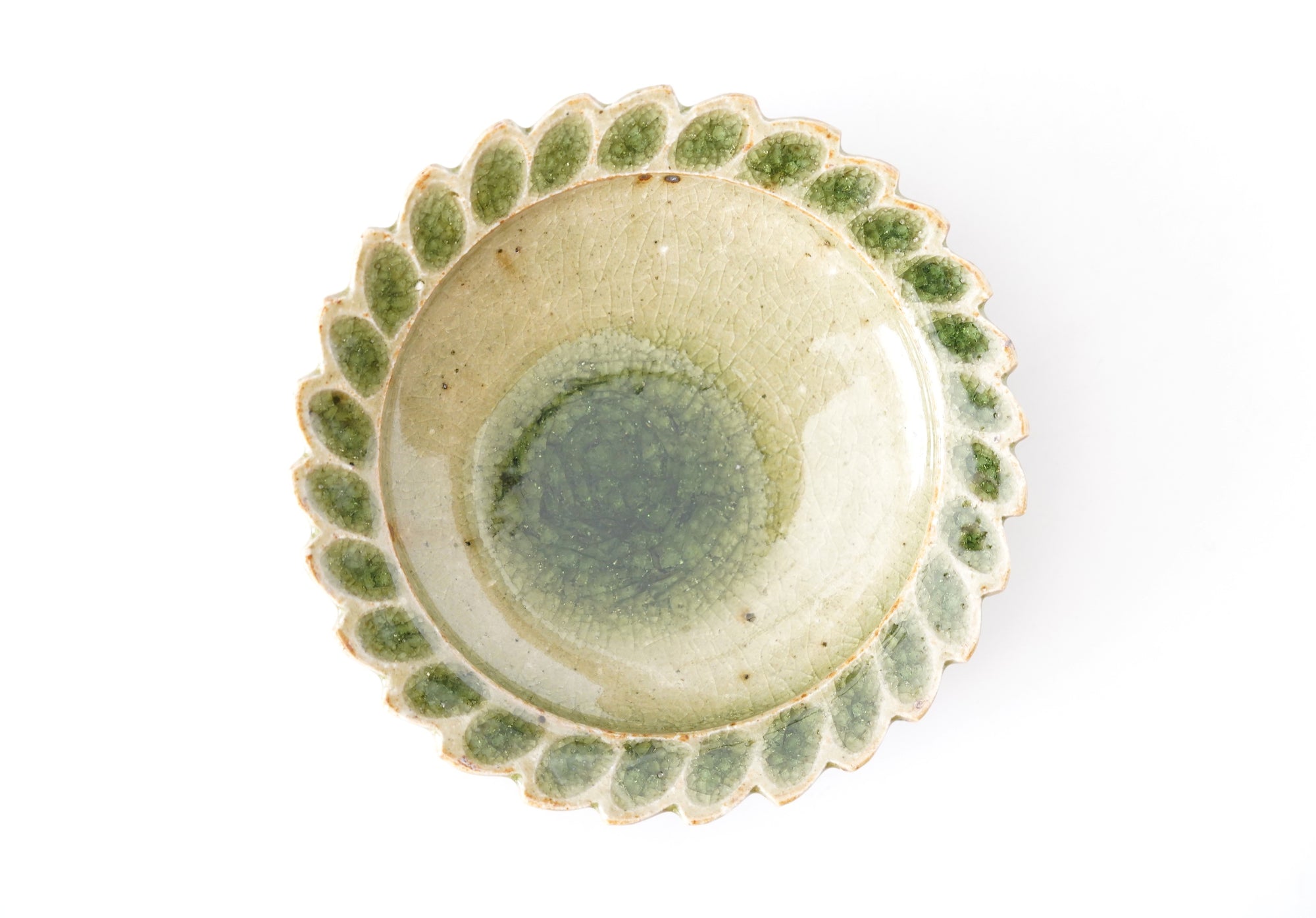 【Shuichi Okamoto】Ao-Karatsu flower designed small plate