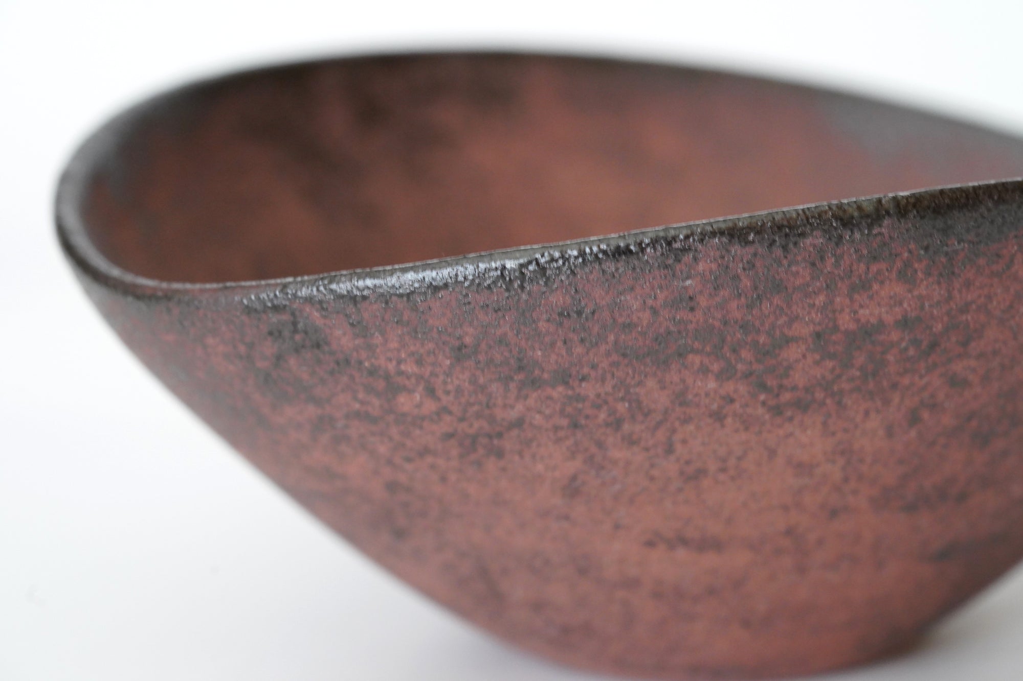 【渋谷英一】地ノ器楕円鉢　朱