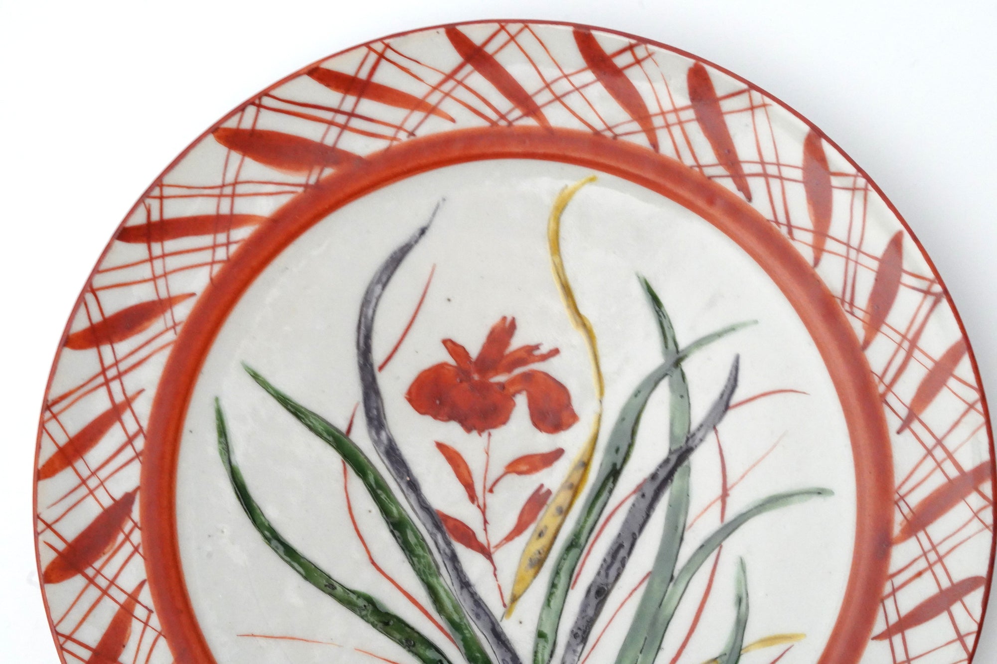 [广野俊彦] 红色虹膜格子图案盘子