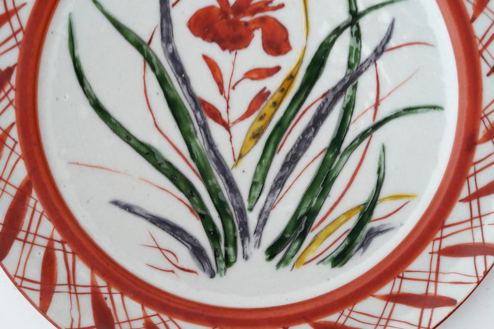 [广野俊彦] 红色虹膜格子图案盘子