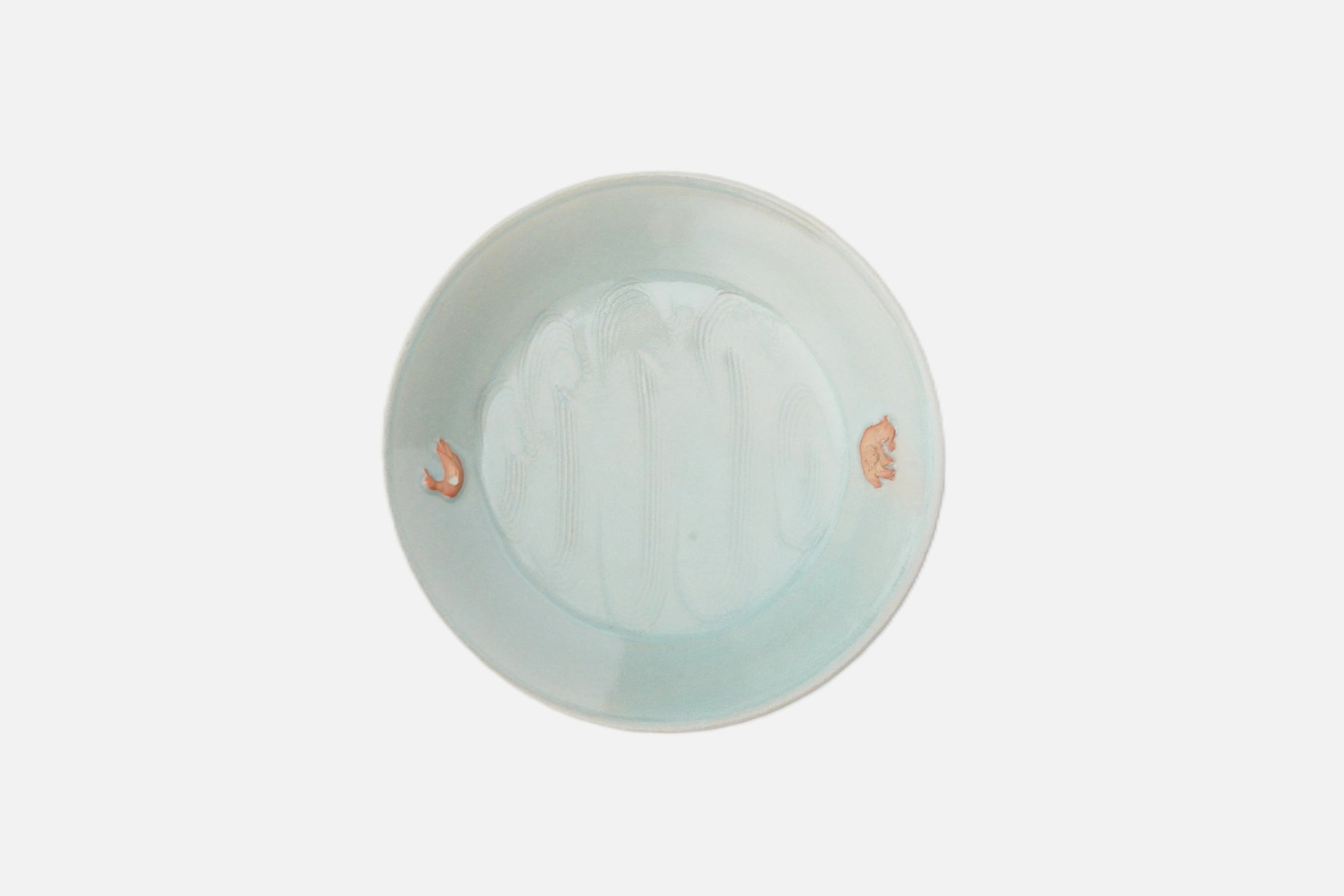 【海老ヶ瀬保】青瓷干菓子型鴛六寸皿
