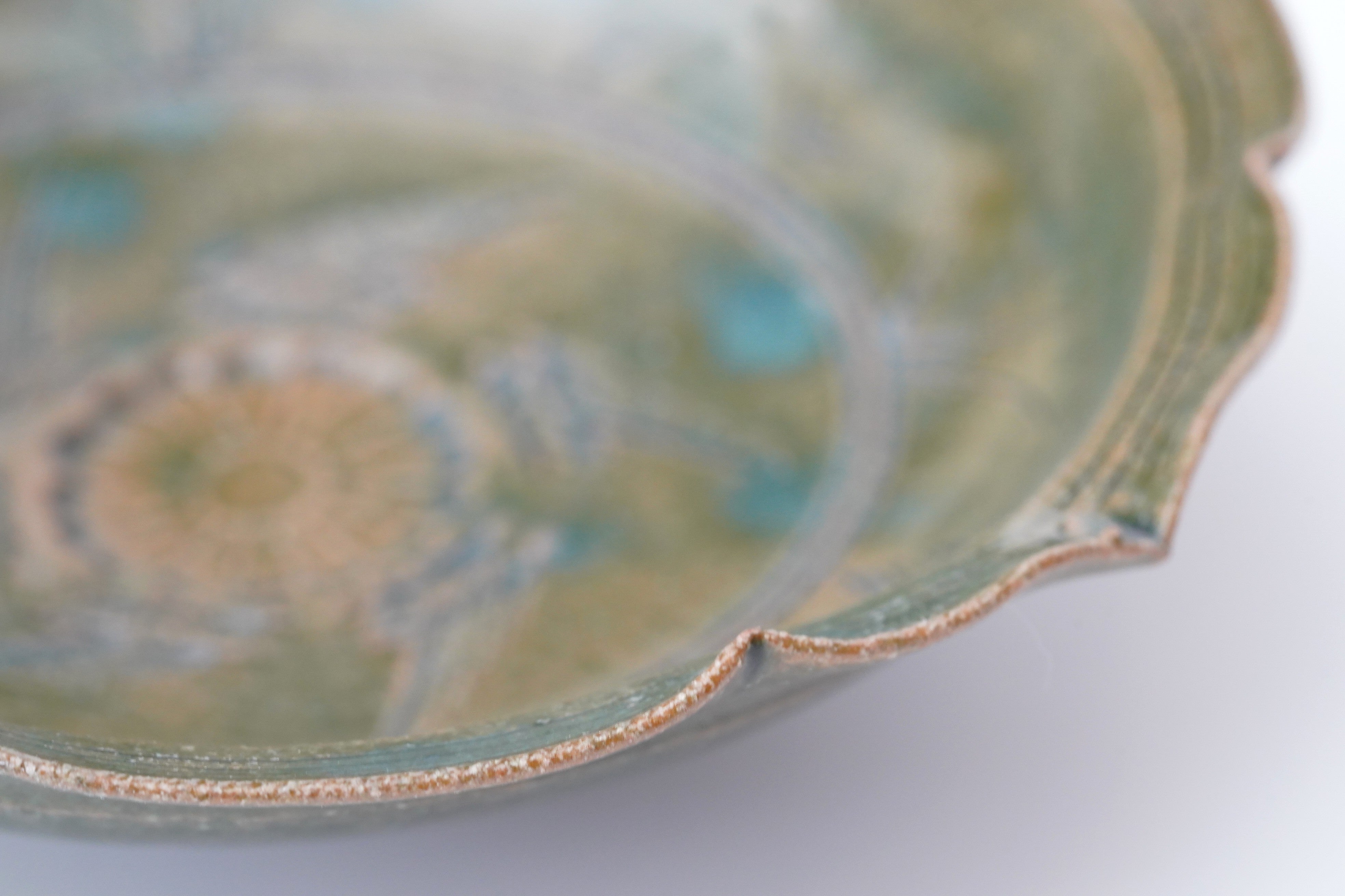 織部 陶額　相輪 織部扇形蓋物 文化遺産オンライン