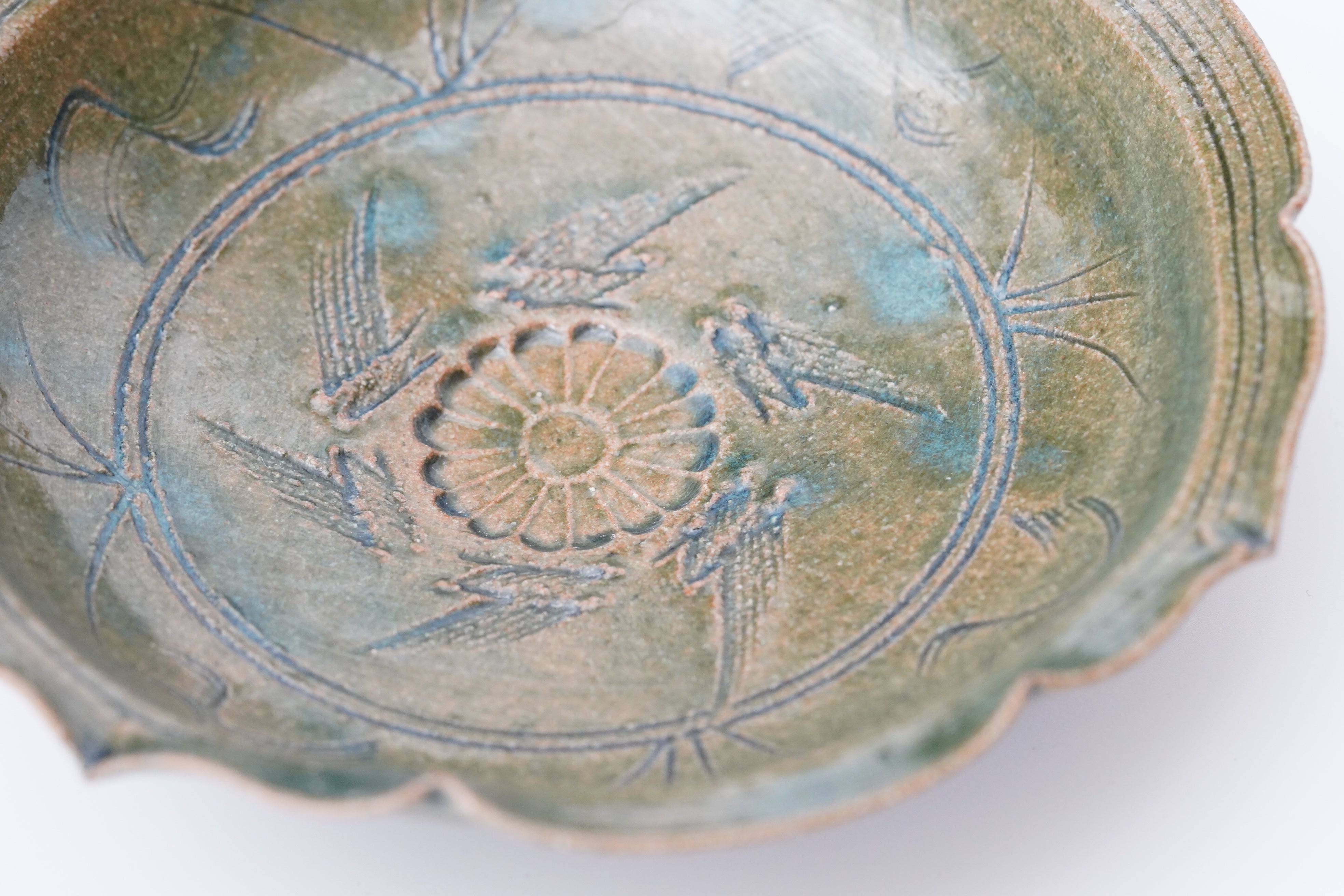 木村龍生】織部 輪花向付 – うつわ御結