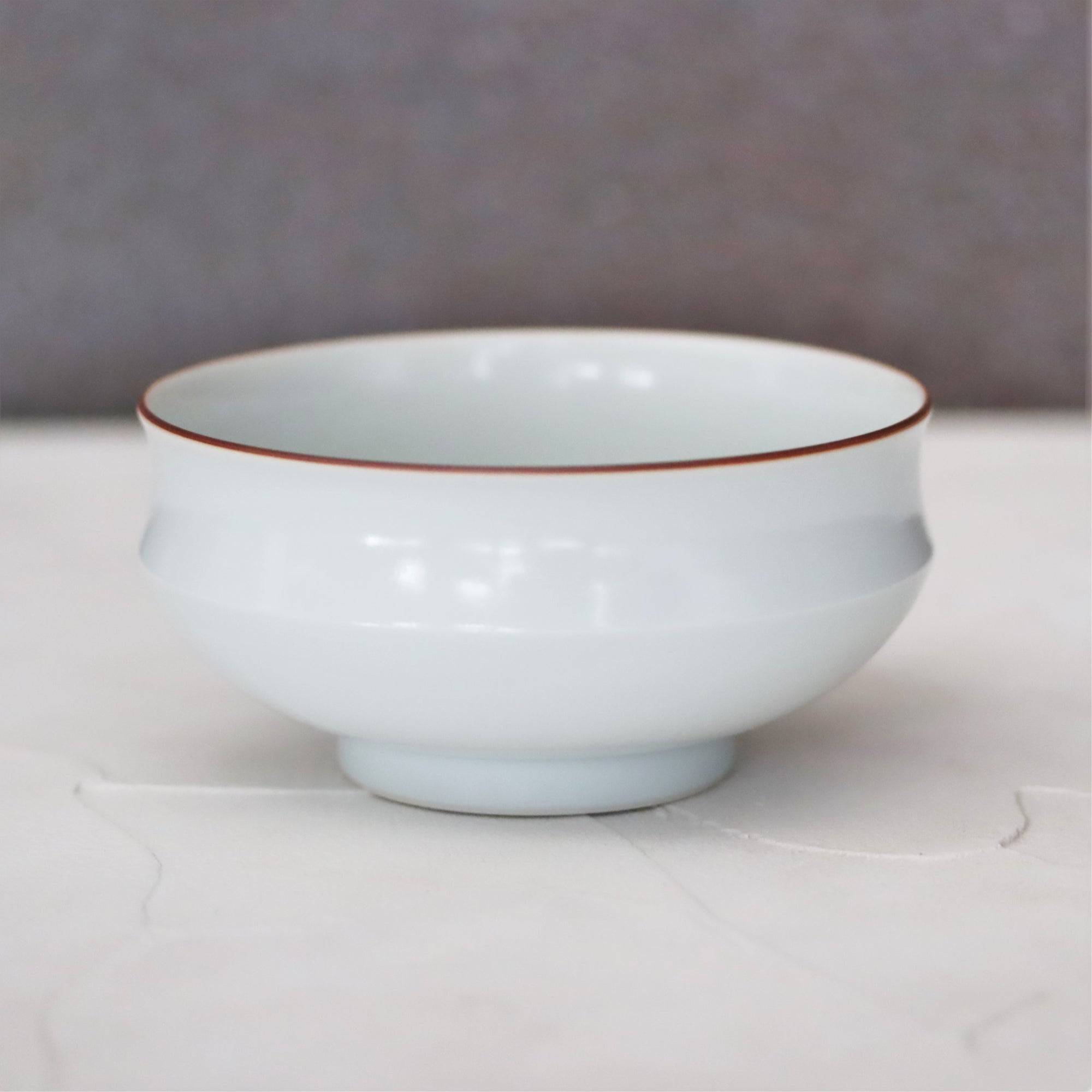 【Masamitsu Kawai】white porcelain small bowl with scarlet edge