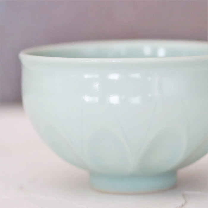 【河合正光】青磁そぎ茶碗　タル型