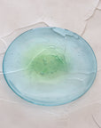 【Maki Nakamura】Oval plate, moon over water, blue-green