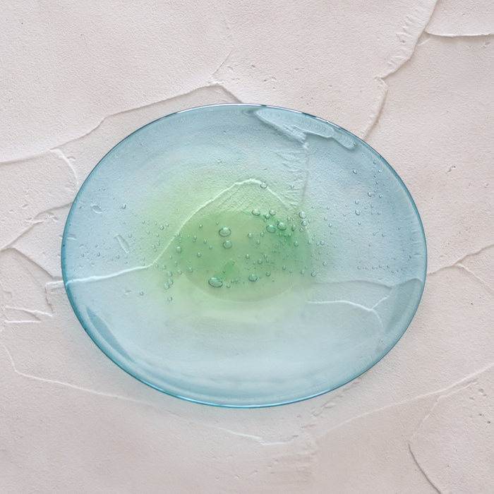 【中村真紀】楕円銘々皿　水面の月　青緑
