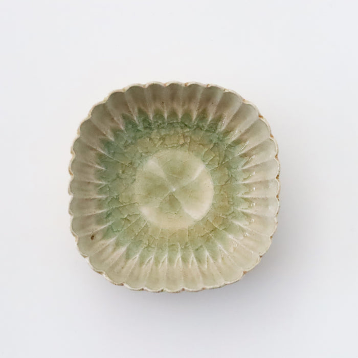 【雪ノ浦裕一】琥珀釉輪花四方小鉢