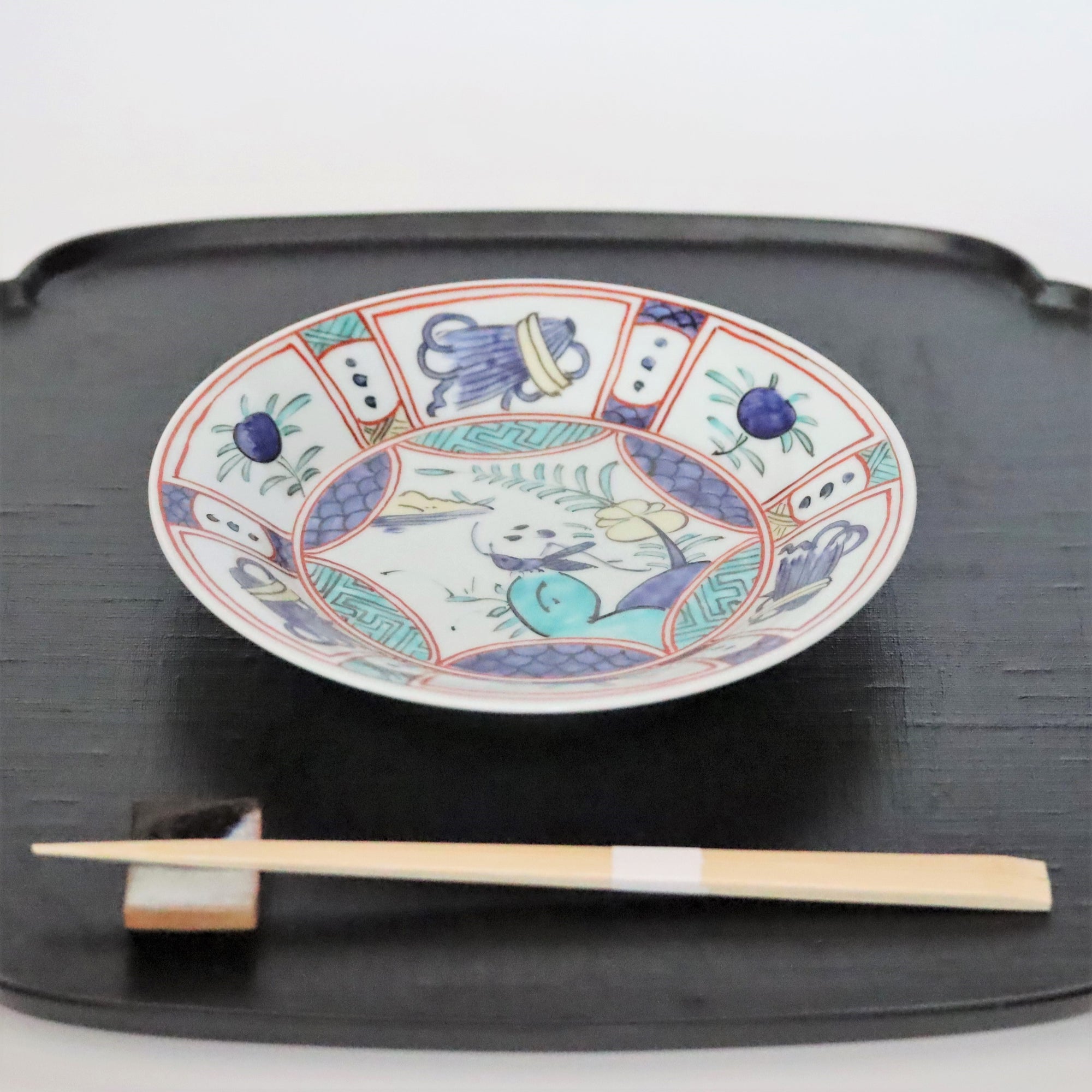 Iro-e Fuyou-de enamel glazed 6sun plate