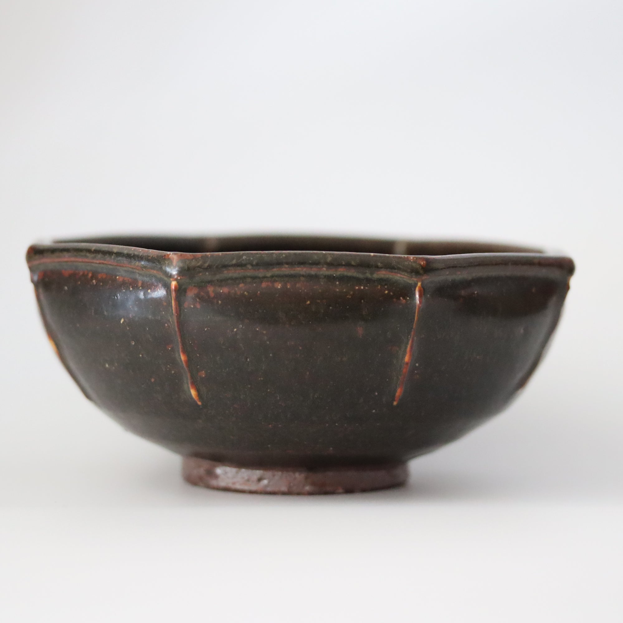 【Tasuku Mitsufuji】Black glazed octagonal bowl