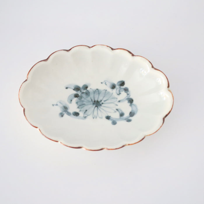 菊割楕円皿