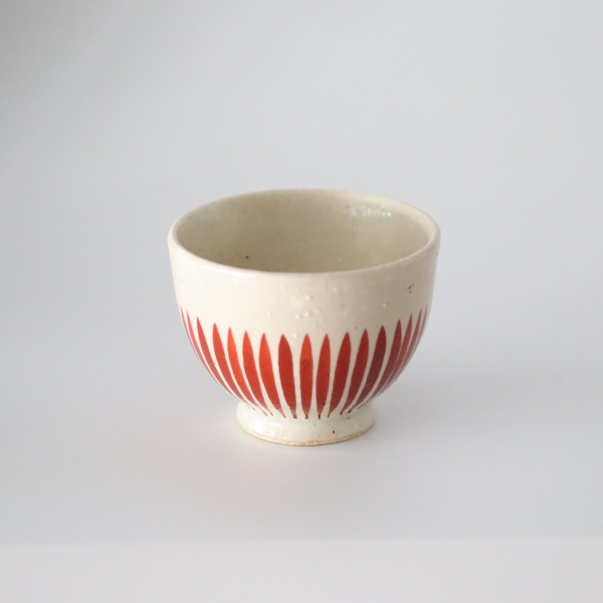 watermarked grass painted Sncha tea bowl Red
