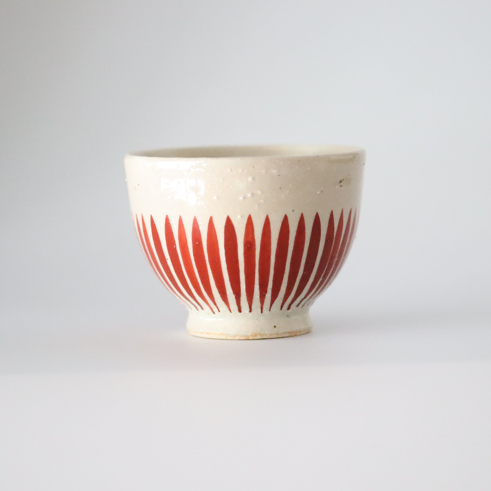 watermarked grass painted Sncha tea bowl Red